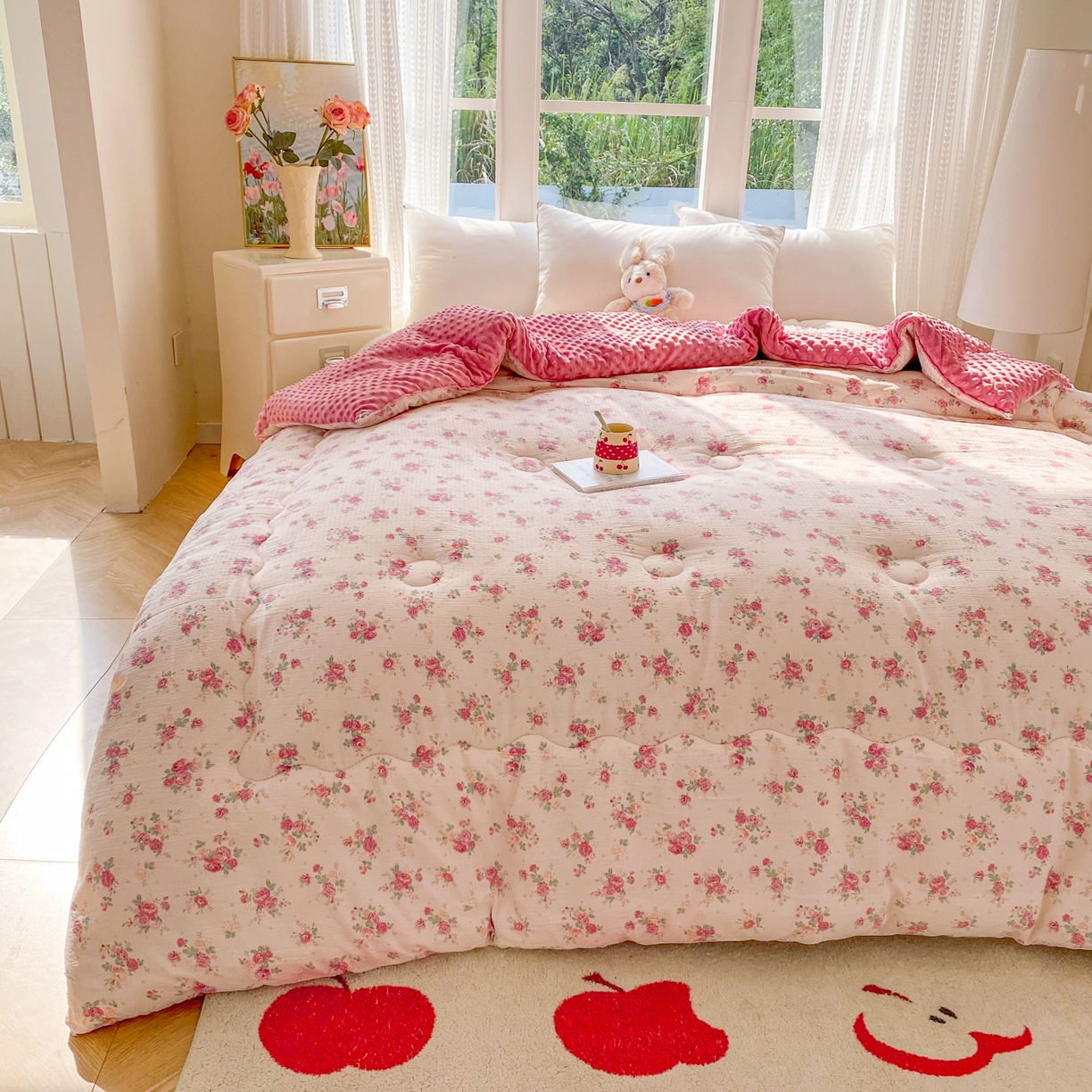 91家纺网 家纺一手货源 找家纺 （总）美宜家 2025新款豆豆绒冬被子皱皱棉提花春秋被芯豆豆被