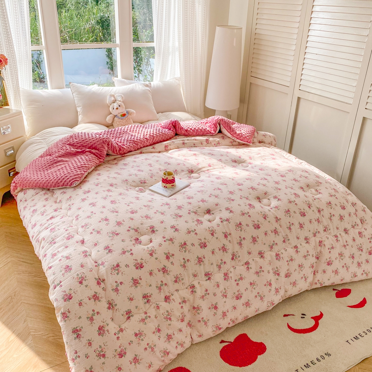 91家纺网 家纺一手货源 找家纺 （总）美宜家 2025新款豆豆绒冬被子皱皱棉提花春秋被芯豆豆被