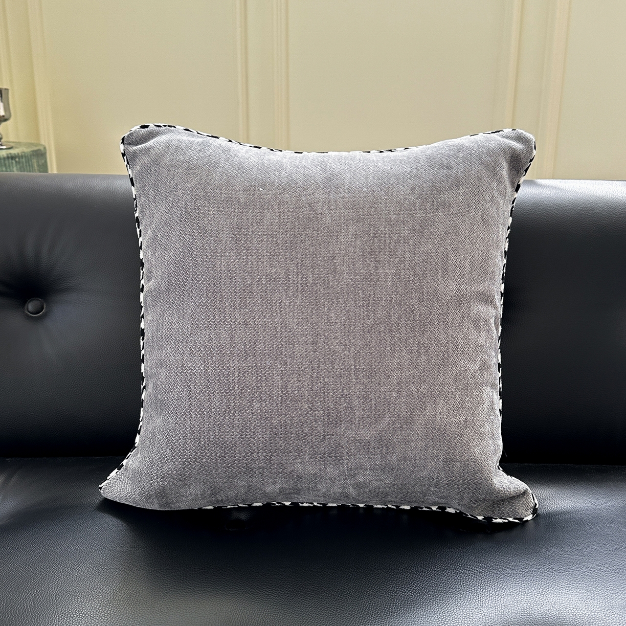 美茉家居 2025新款加厚高端沙发布雪尼尔滚边方枕抱枕 烟雨灰