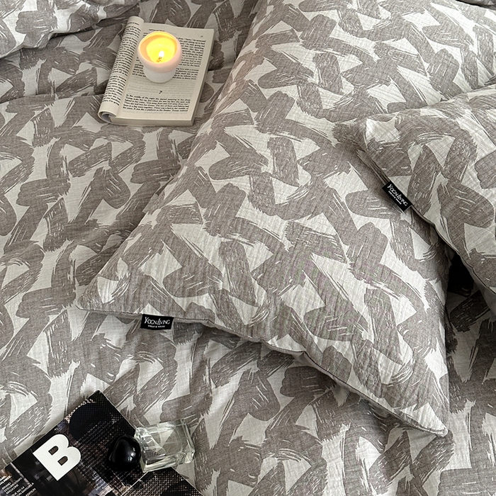 91家纺网 家纺一手货源 找家纺 宜代光年 2025新款色织水洗棉提花四件套（第一批） 温差-灰