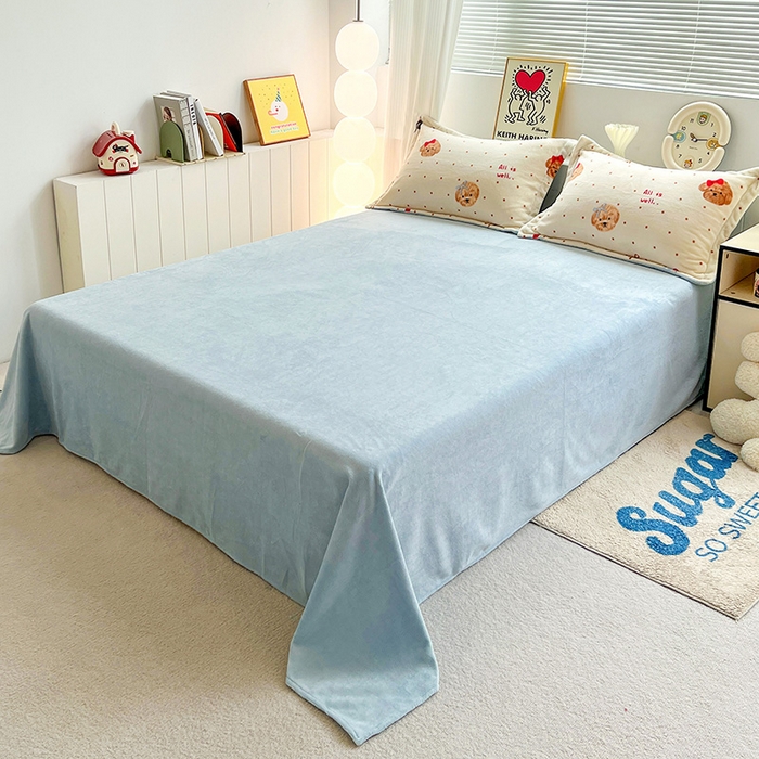 91家纺网 家纺一手货源 找家纺 简一 2025新款小清新牛奶绒印花四件套-卡通系列波点狗狗-兰