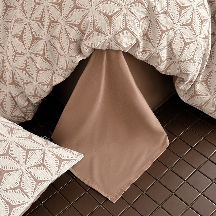 91家纺网 家纺一手货源 找家纺 宜代光年 2025新款色织水洗棉提花四件套（第一批） 雪片花-暖橘