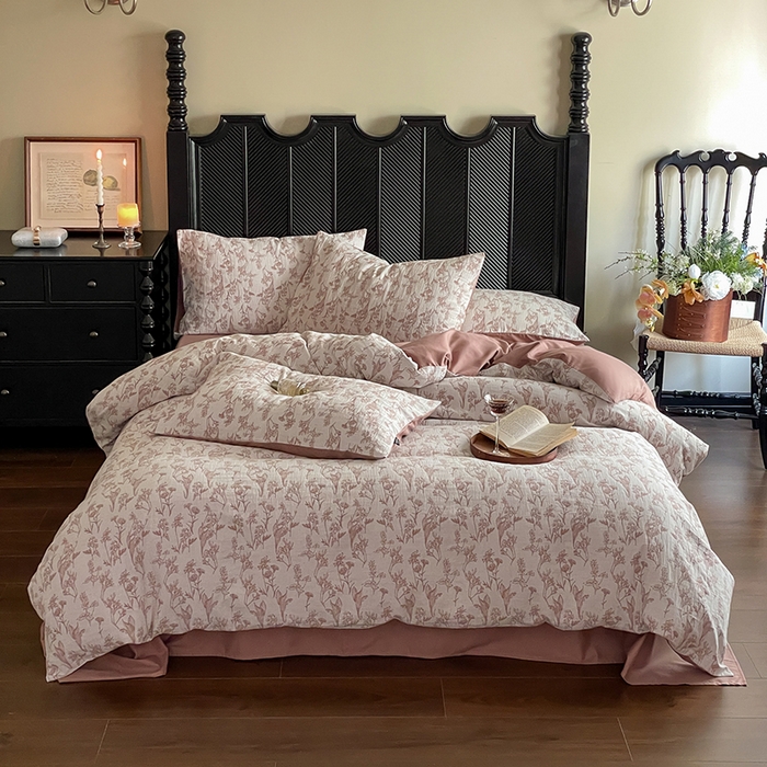 91家纺网 家纺一手货源 找家纺 宜代光年 2025新款色织水洗棉提花四件套（第一批） 言柒 暖橘