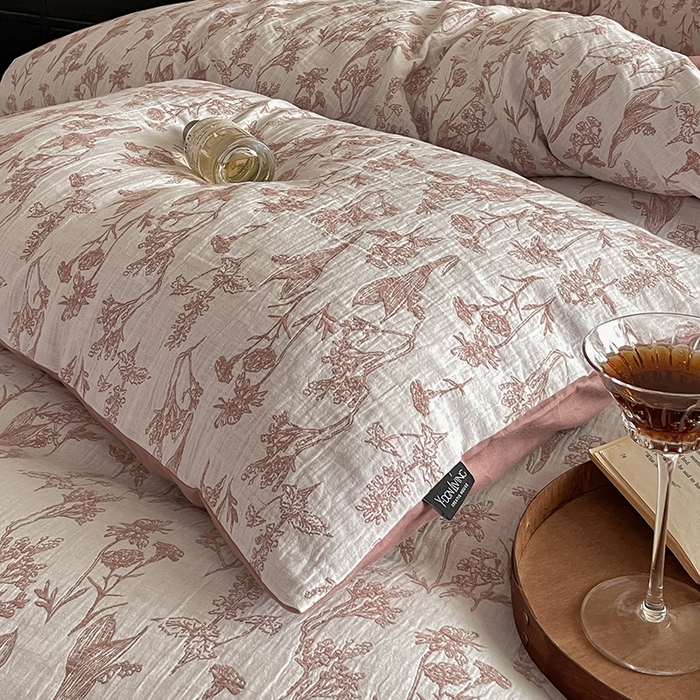 91家纺网 家纺一手货源 找家纺 宜代光年 2025新款色织水洗棉提花四件套（第一批） 言柒 暖橘