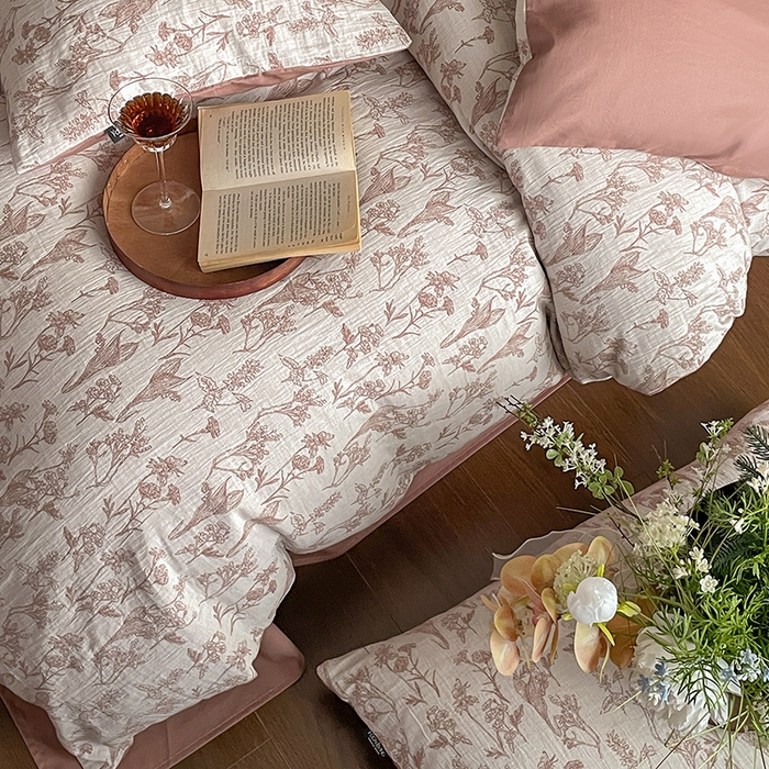 91家纺网 家纺一手货源 找家纺 宜代光年 2025新款色织水洗棉提花四件套（第一批） 言柒 暖橘