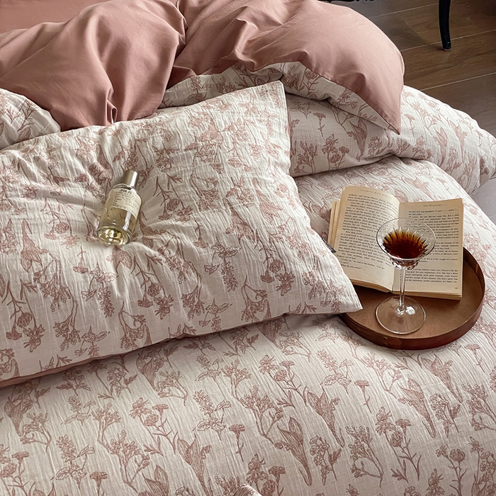 91家纺网 家纺一手货源 找家纺 宜代光年 2025新款色织水洗棉提花四件套（第一批） 言柒 暖橘