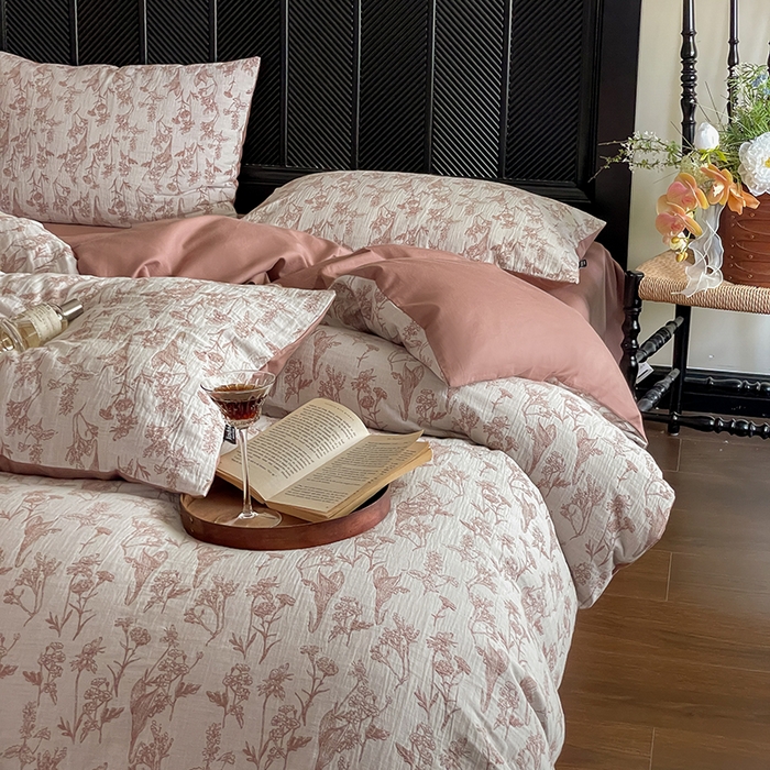 91家纺网 家纺一手货源 找家纺 宜代光年 2025新款色织水洗棉提花四件套（第一批） 言柒 暖橘