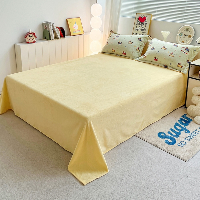 91家纺网 家纺一手货源 找家纺 简一 2025新款小清新牛奶绒印花四件套-卡通系列腊肠狗联盟