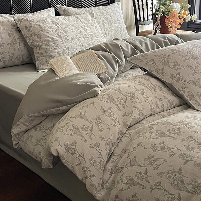 91家纺网 家纺一手货源 找家纺 宜代光年 2025新款色织水洗棉提花四件套（第一批） 言柒 森林绿