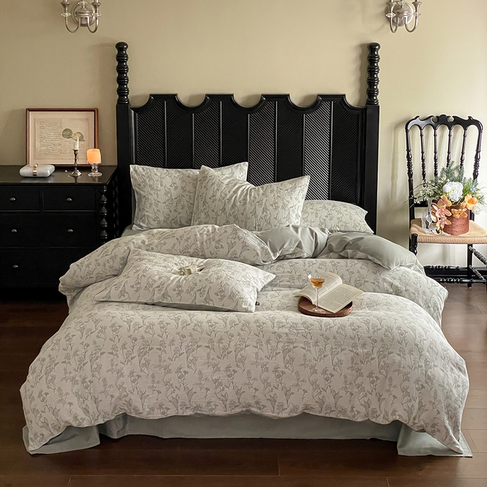 91家纺网 家纺一手货源 找家纺 宜代光年 2025新款色织水洗棉提花四件套（第一批） 言柒 森林绿