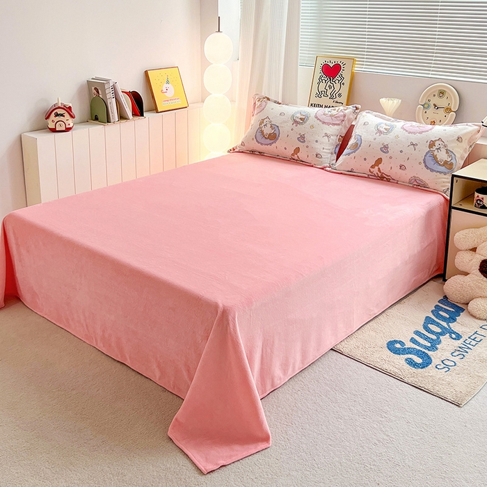 91家纺网 家纺一手货源 找家纺 简一 2025新款小清新牛奶绒印花四件套-卡通系列萝莉猫咪