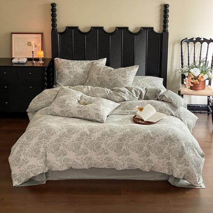 91家纺网 家纺一手货源 找家纺 宜代光年 2025新款色织水洗棉提花四件套（第一批） 云树-森林绿