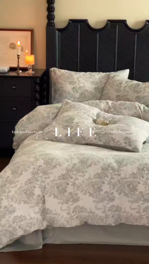 91家纺网 家纺一手货源 找家纺 宜代光年 2025新款色织水洗棉提花四件套（第一批） 云树-森林绿