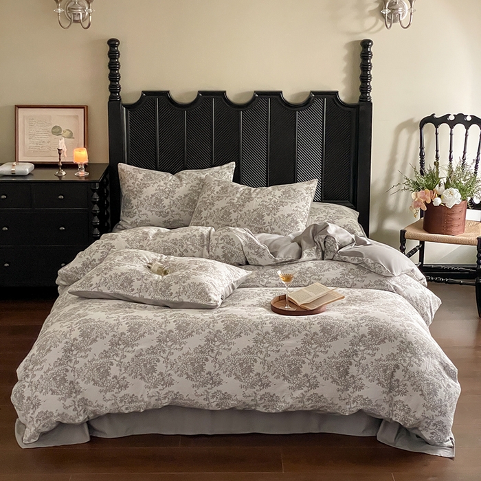 91家纺网 家纺一手货源 找家纺 宜代光年 2025新款色织水洗棉提花四件套（第一批） 云树灰