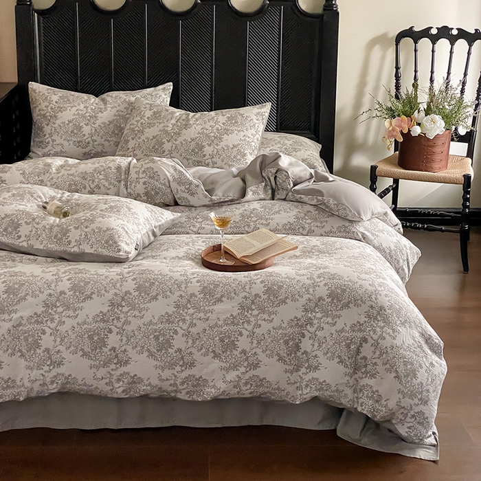 91家纺网 家纺一手货源 找家纺 宜代光年 2025新款色织水洗棉提花四件套（第一批） 云树灰