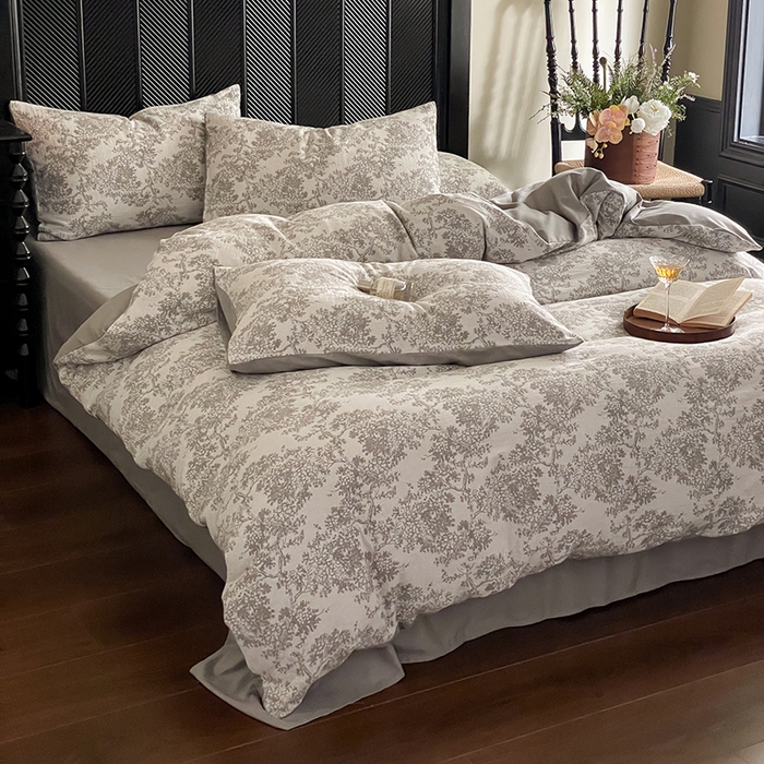 91家纺网 家纺一手货源 找家纺 宜代光年 2025新款色织水洗棉提花四件套（第一批） 云树灰