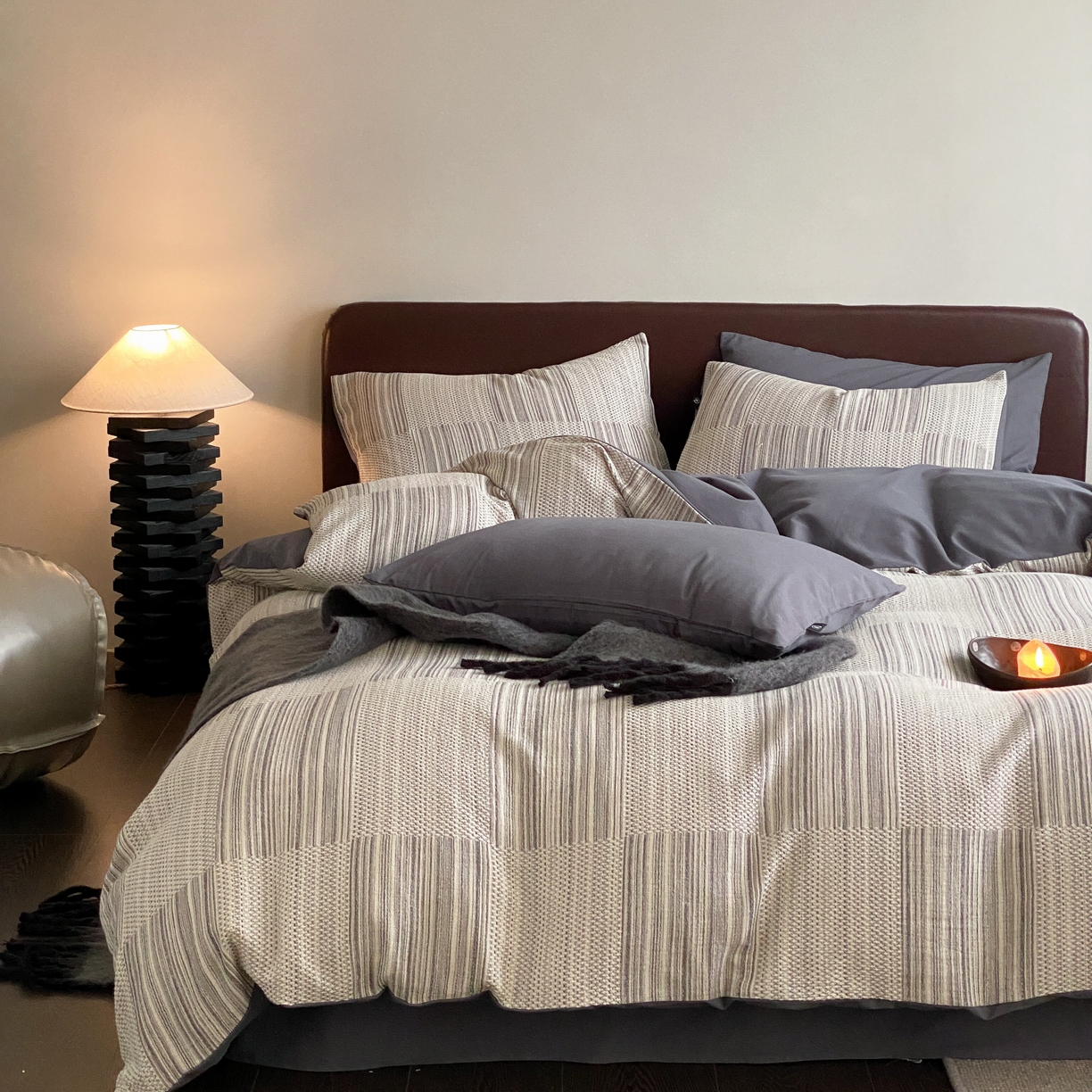 91家纺网 家纺一手货源 找家纺 （总）旷野 2025新款全棉华夫格提花磨毛四件套