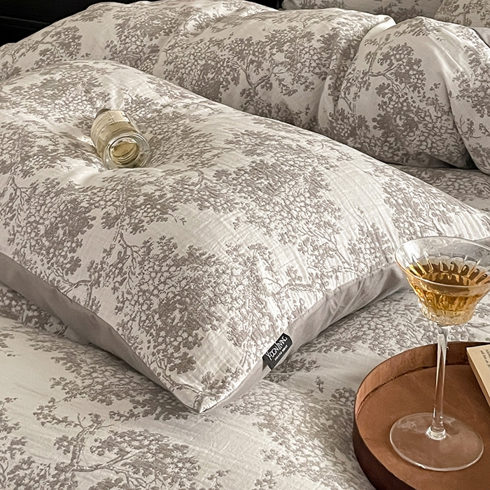 91家纺网 家纺一手货源 找家纺 宜代光年 2025新款色织水洗棉提花四件套（第一批） 云树灰