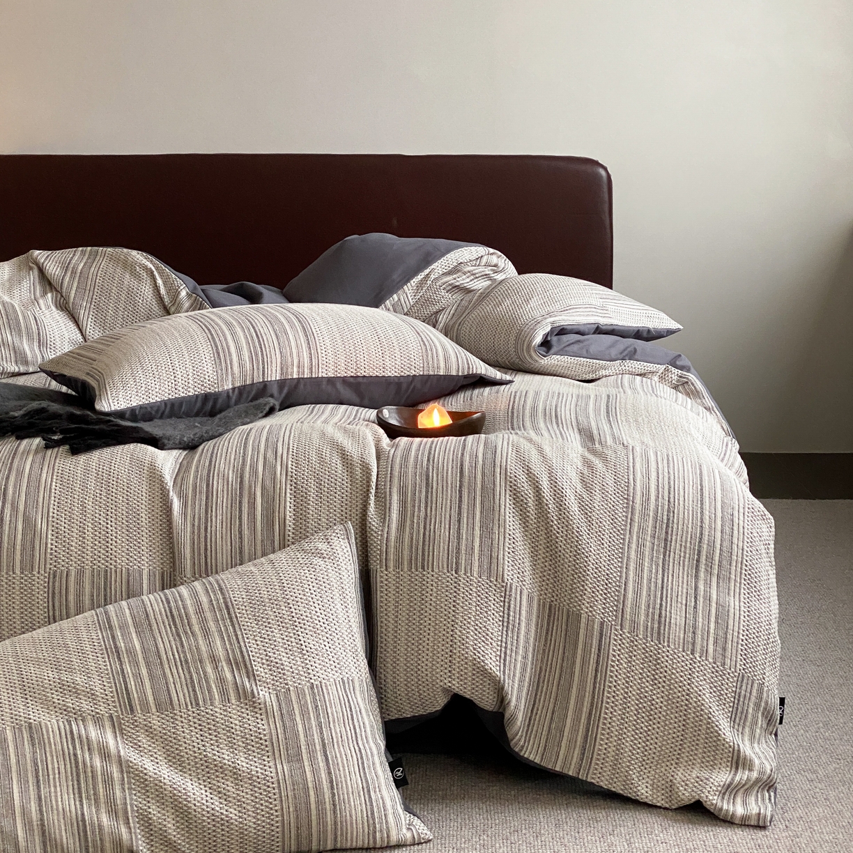 91家纺网 家纺一手货源 找家纺 （总）旷野 2025新款全棉华夫格提花磨毛四件套