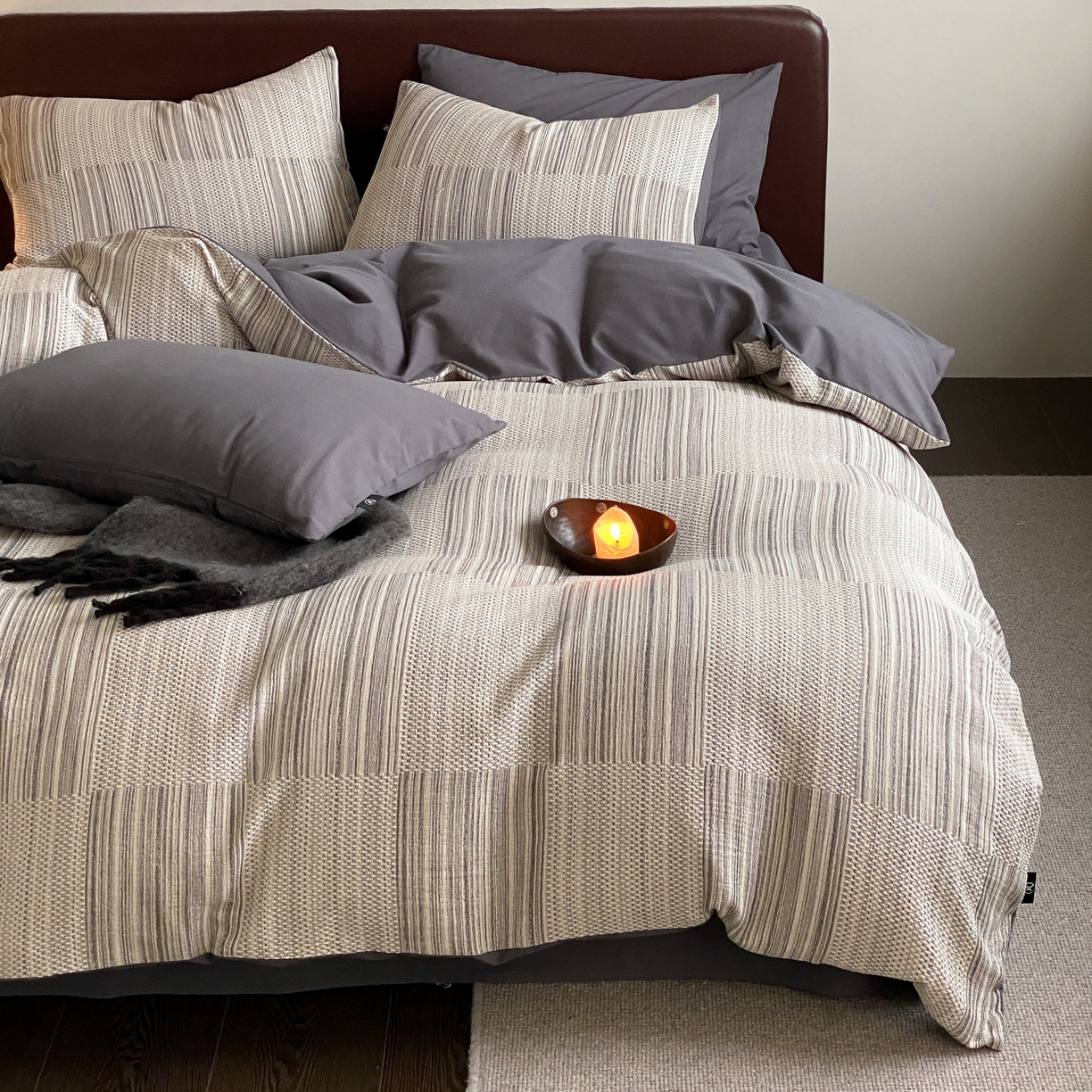 91家纺网 家纺一手货源 找家纺 （总）旷野 2025新款全棉华夫格提花磨毛四件套