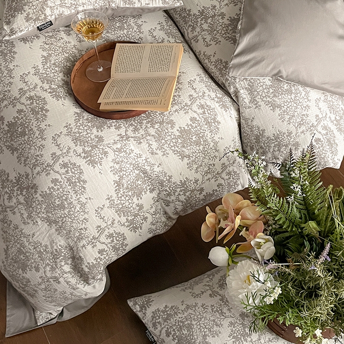 91家纺网 家纺一手货源 找家纺 宜代光年 2025新款色织水洗棉提花四件套（第一批） 云树灰