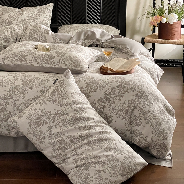 91家纺网 家纺一手货源 找家纺 宜代光年 2025新款色织水洗棉提花四件套（第一批） 云树灰