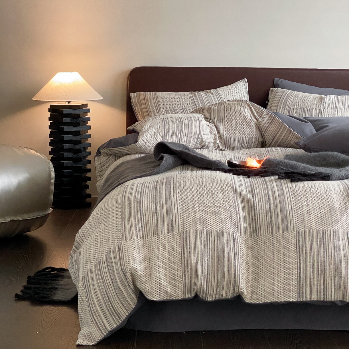 91家纺网 家纺一手货源 找家纺 （总）旷野 2025新款全棉华夫格提花磨毛四件套