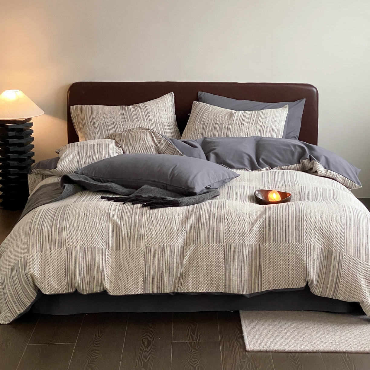 91家纺网 家纺一手货源 找家纺 （总）旷野 2025新款全棉华夫格提花磨毛四件套