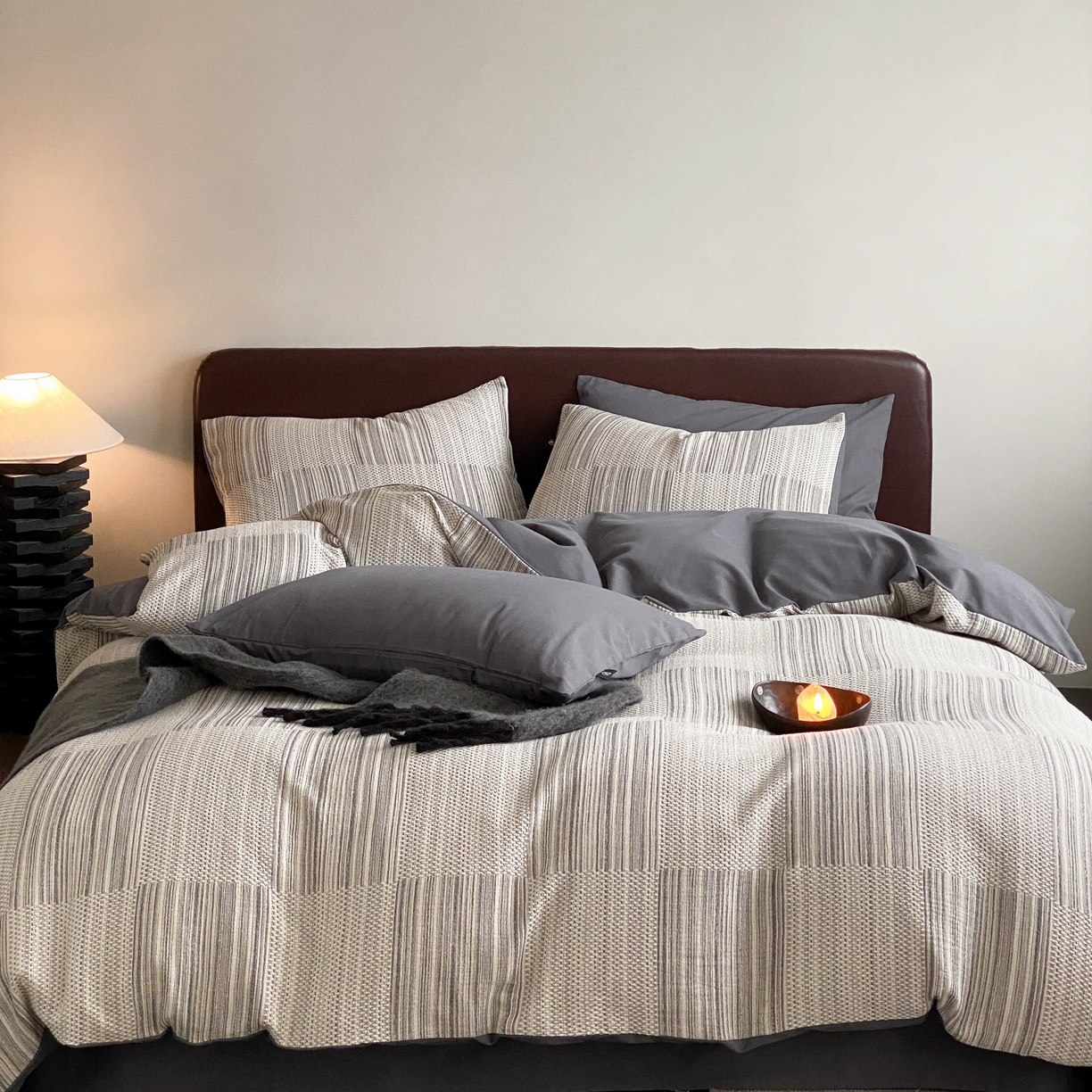 91家纺网 家纺一手货源 找家纺 （总）旷野 2025新款全棉华夫格提花磨毛四件套