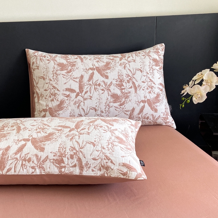 91家纺网 家纺一手货源 找家纺 宜代光年 2025新款色织水洗棉提花四件套（第一批） 枝繁叶茂-橘