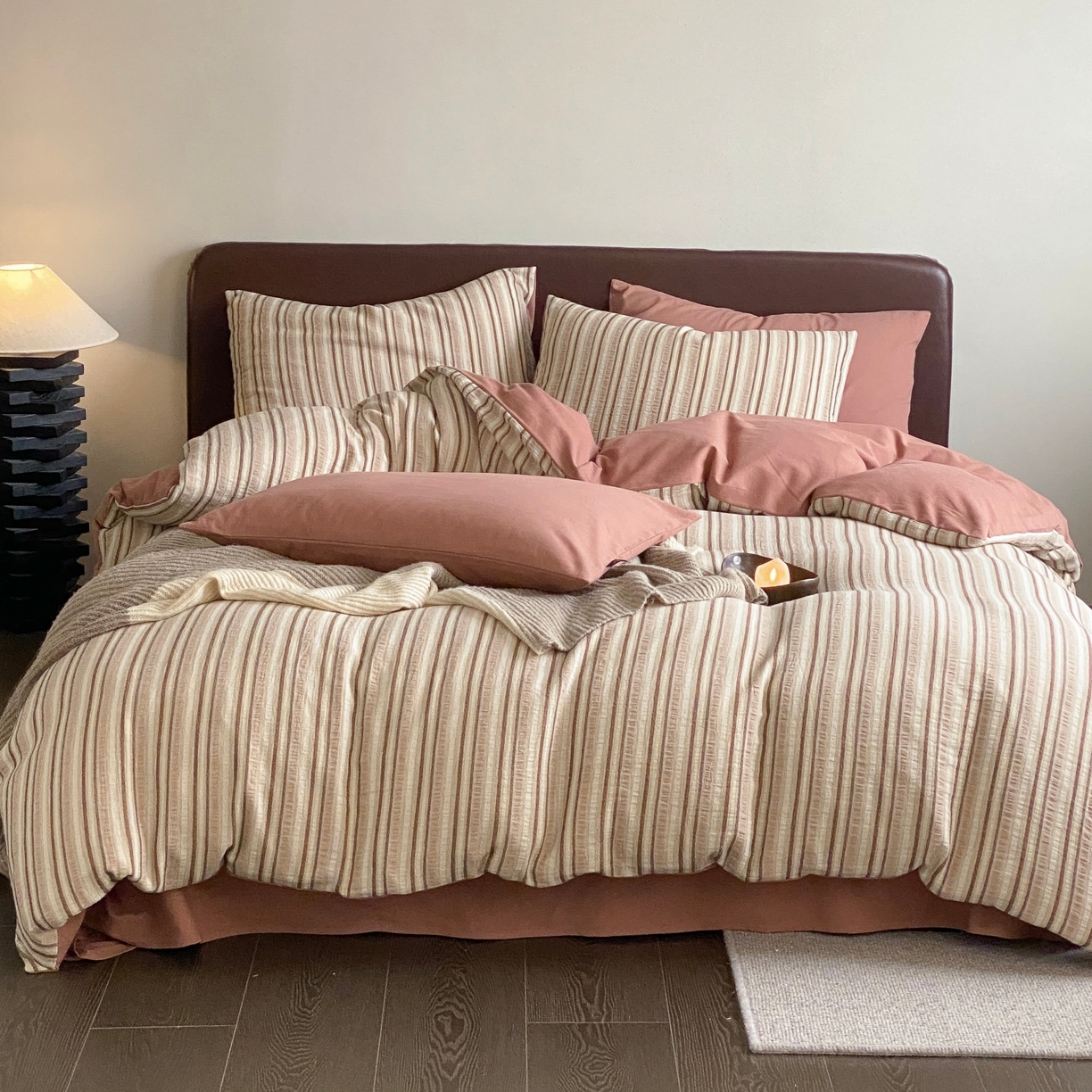 91家纺网 家纺一手货源 找家纺 旷野 2025新款全棉华夫格提花磨毛四件套 吉野-丝绒红