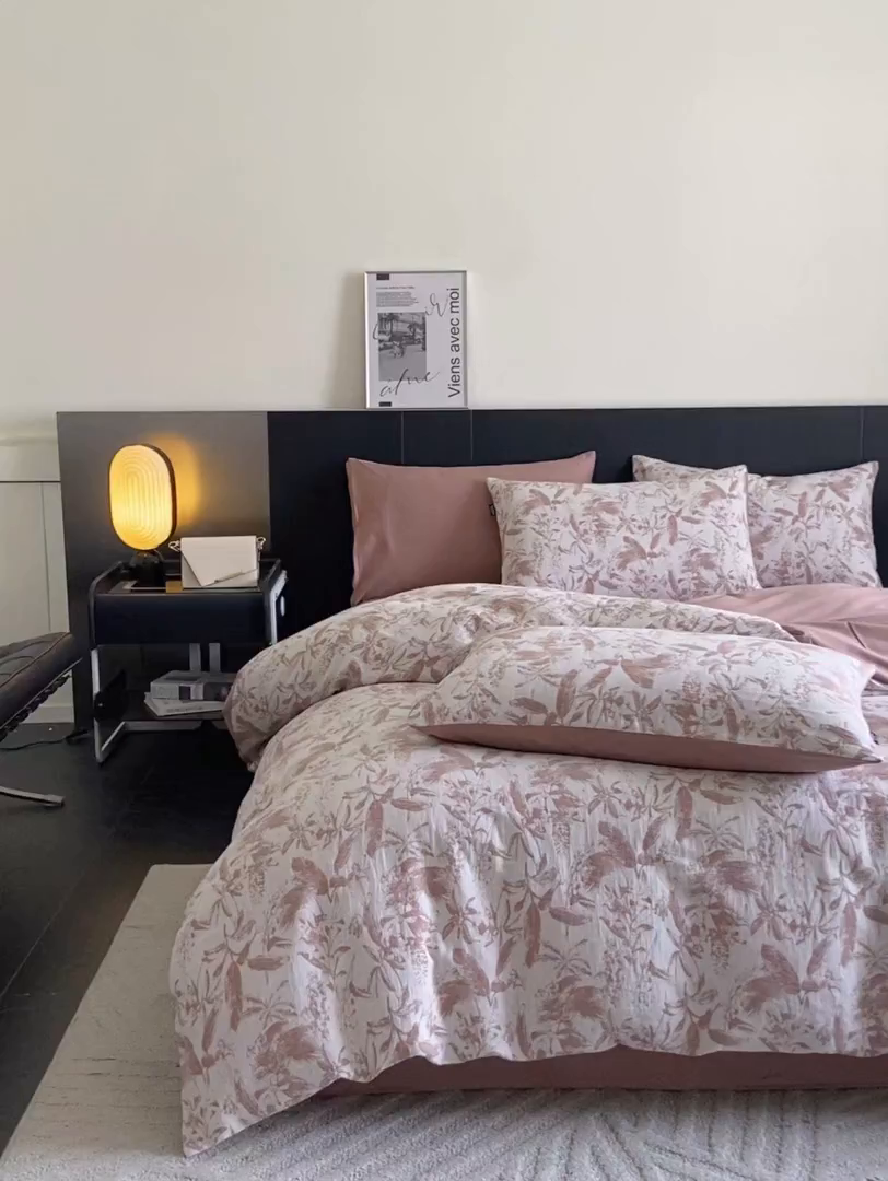 91家纺网 家纺一手货源 找家纺 宜代光年 2025新款色织水洗棉提花四件套（第一批） 枝繁叶茂-橘