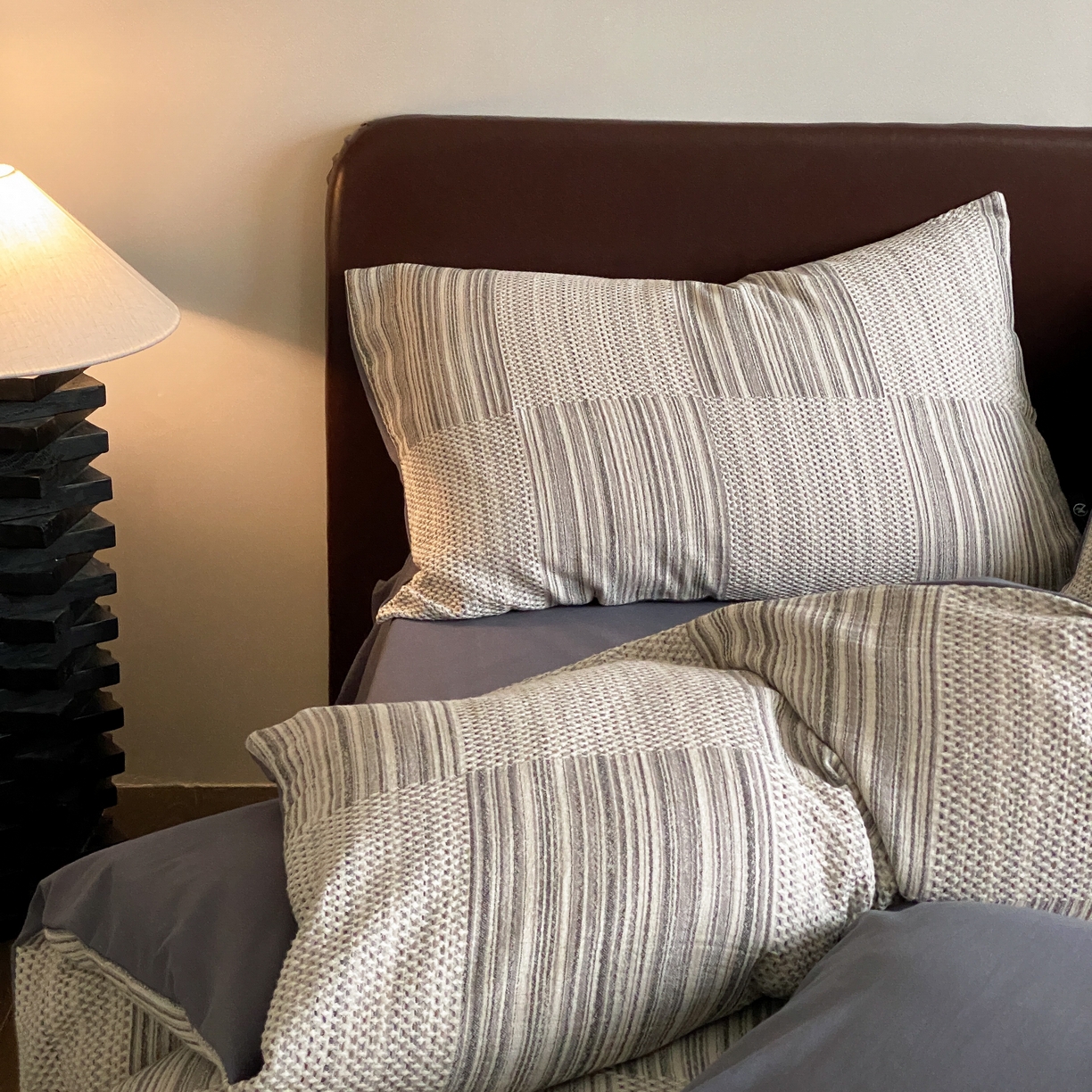 91家纺网 家纺一手货源 找家纺 （总）旷野 2025新款全棉华夫格提花磨毛四件套