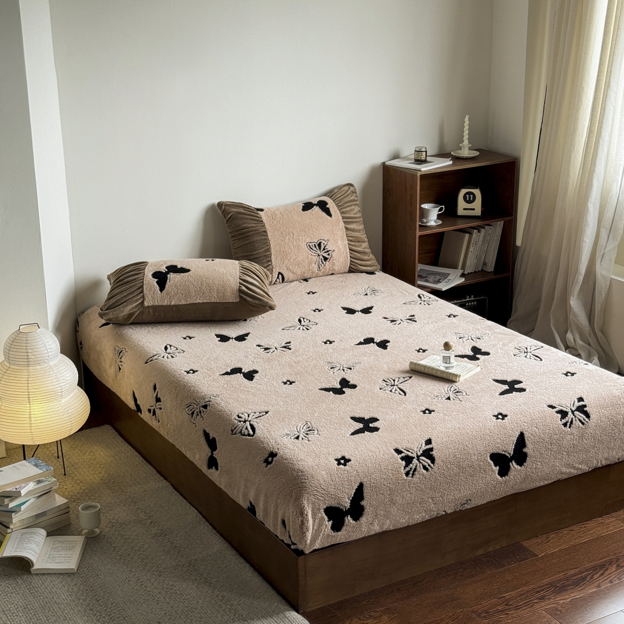 91家纺网 家纺一手货源 找家纺 新印象 2025新款阳离子绒保暖床笠 阳离子绒-蝶季