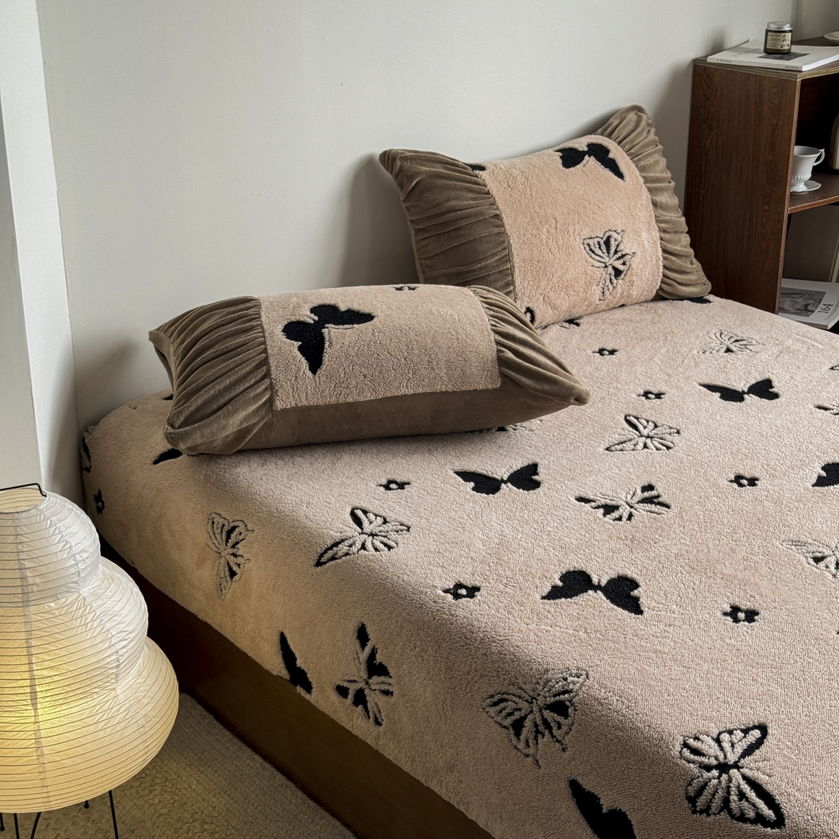 91家纺网 家纺一手货源 找家纺 新印象 2025新款阳离子绒保暖床笠 阳离子绒-蝶季