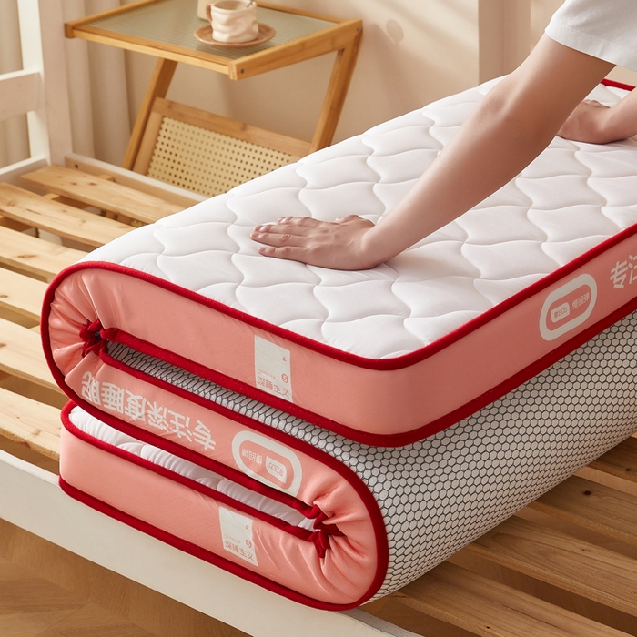 91家纺网 家纺一手货源 找家纺 鹿辉家居（原吉欧力） 2025新款牛奶丝记忆棉床垫-学生款 舒适红