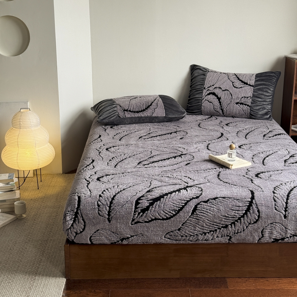 91家纺网 家纺一手货源 找家纺 新印象 2025新款阳离子绒保暖床笠 阳离子绒-樊林灰