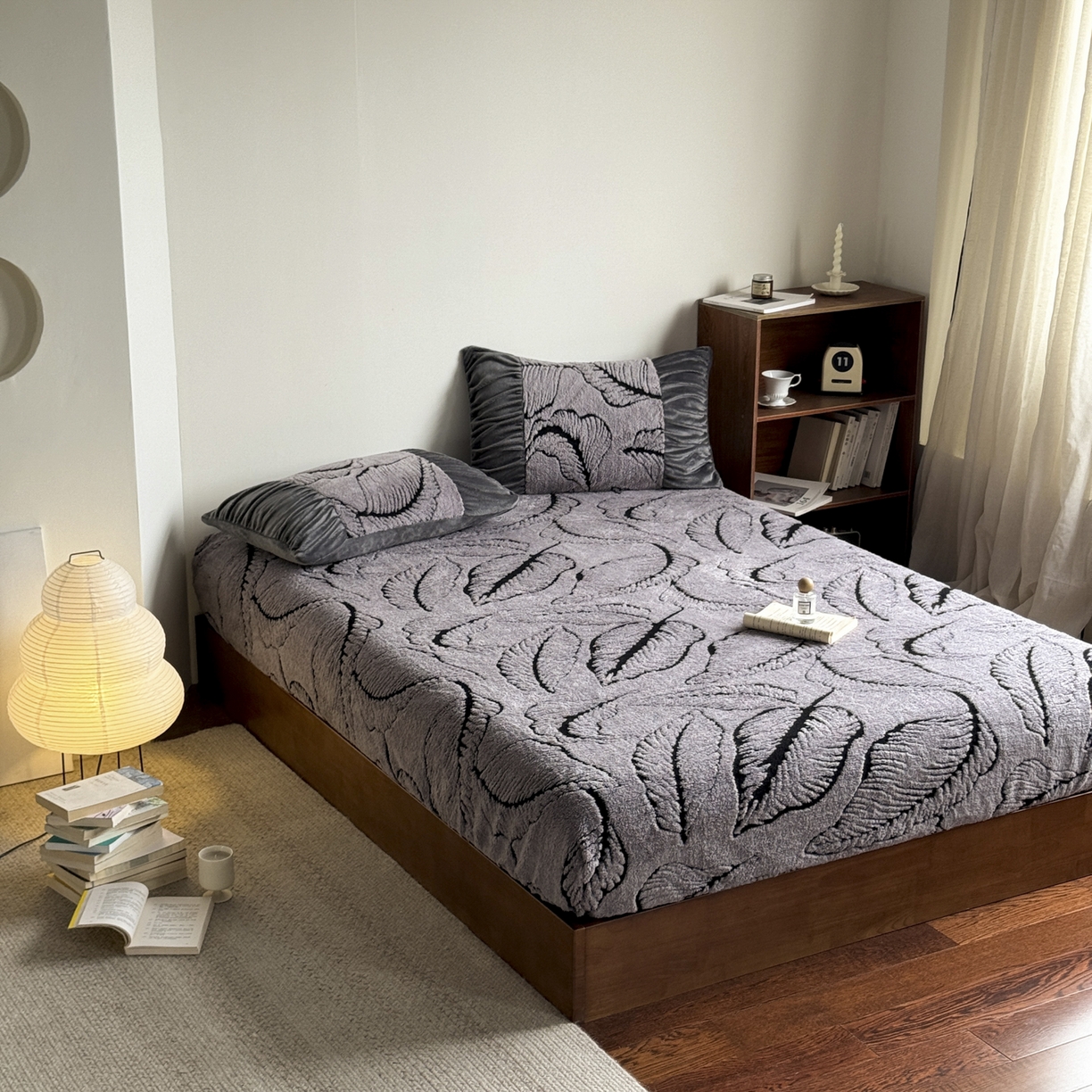 91家纺网 家纺一手货源 找家纺 新印象 2025新款阳离子绒保暖床笠 阳离子绒-樊林灰