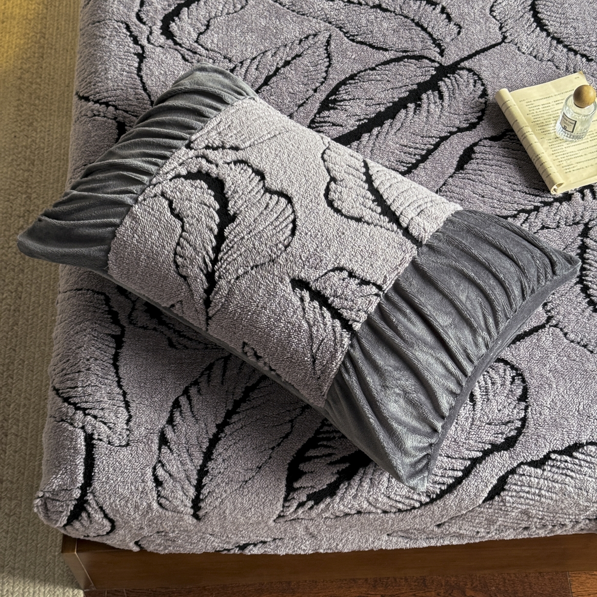 91家纺网 家纺一手货源 找家纺 新印象 2025新款阳离子绒保暖床笠 阳离子绒-樊林灰