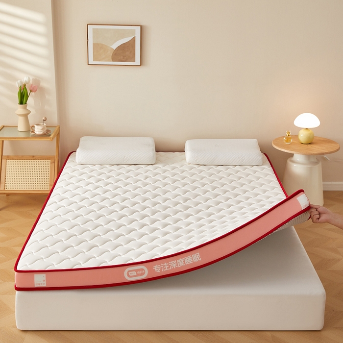 91家纺网 家纺一手货源 找家纺 鹿辉家居（原吉欧力） 2025新款牛奶丝记忆棉床垫-成人款 舒适红