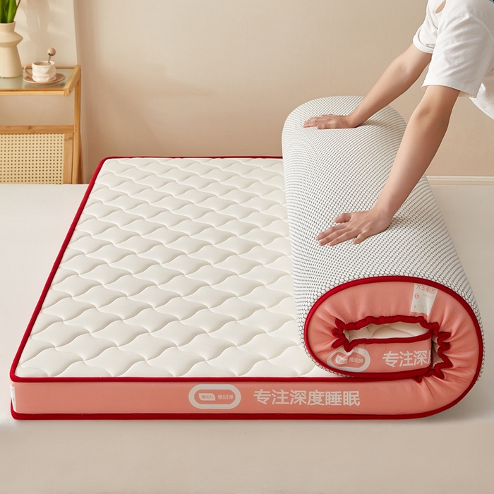 91家纺网 家纺一手货源 找家纺 鹿辉家居（原吉欧力） 2025新款牛奶丝记忆棉床垫-成人款 舒适红