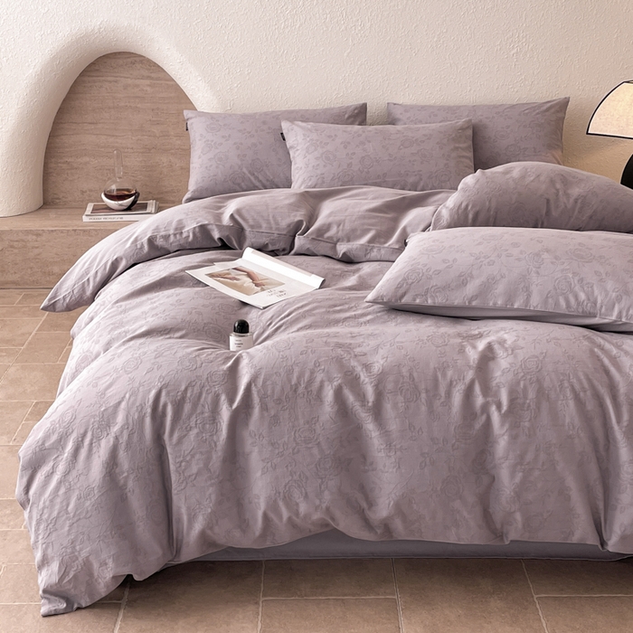 91家纺网 家纺一手货源 找家纺 宜代光年 2025新款色织水洗棉提花四件套（第二批） 陌上花开-紫