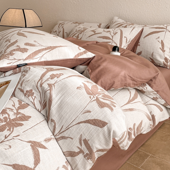 91家纺网 家纺一手货源 找家纺 宜代光年 2025新款色织水洗棉提花四件套（第二批） 林逾静-橘