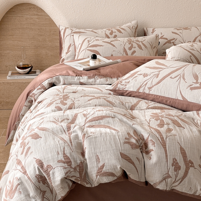 91家纺网 家纺一手货源 找家纺 宜代光年 2025新款色织水洗棉提花四件套（第二批） 林逾静-橘