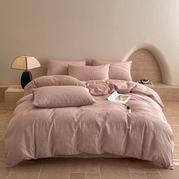 91家纺网 家纺一手货源 找家纺 宜代光年 2025新款色织水洗棉提花四件套（第二批） 陌上花开-粉