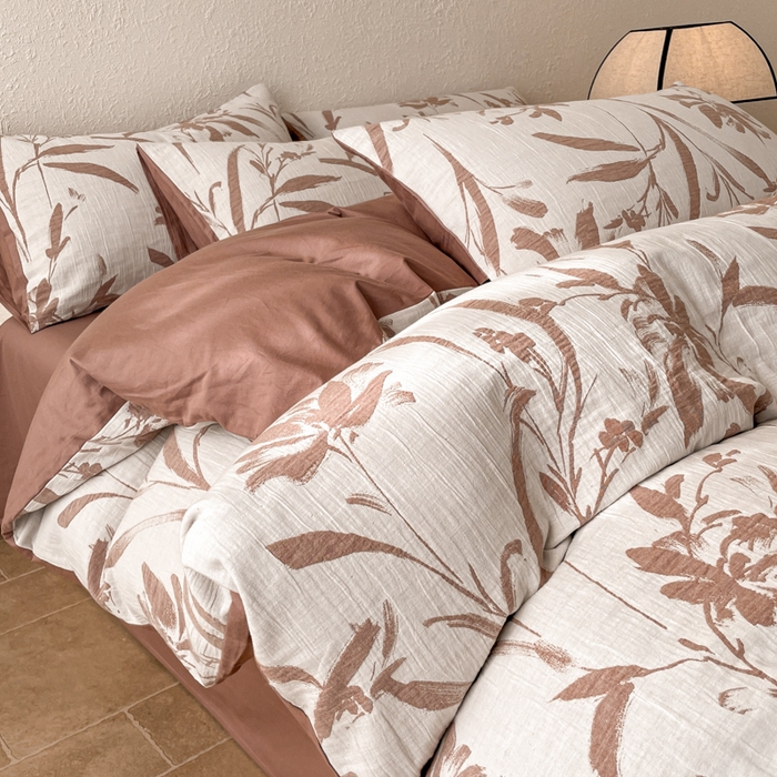 91家纺网 家纺一手货源 找家纺 宜代光年 2025新款色织水洗棉提花四件套（第二批） 林逾静-橘