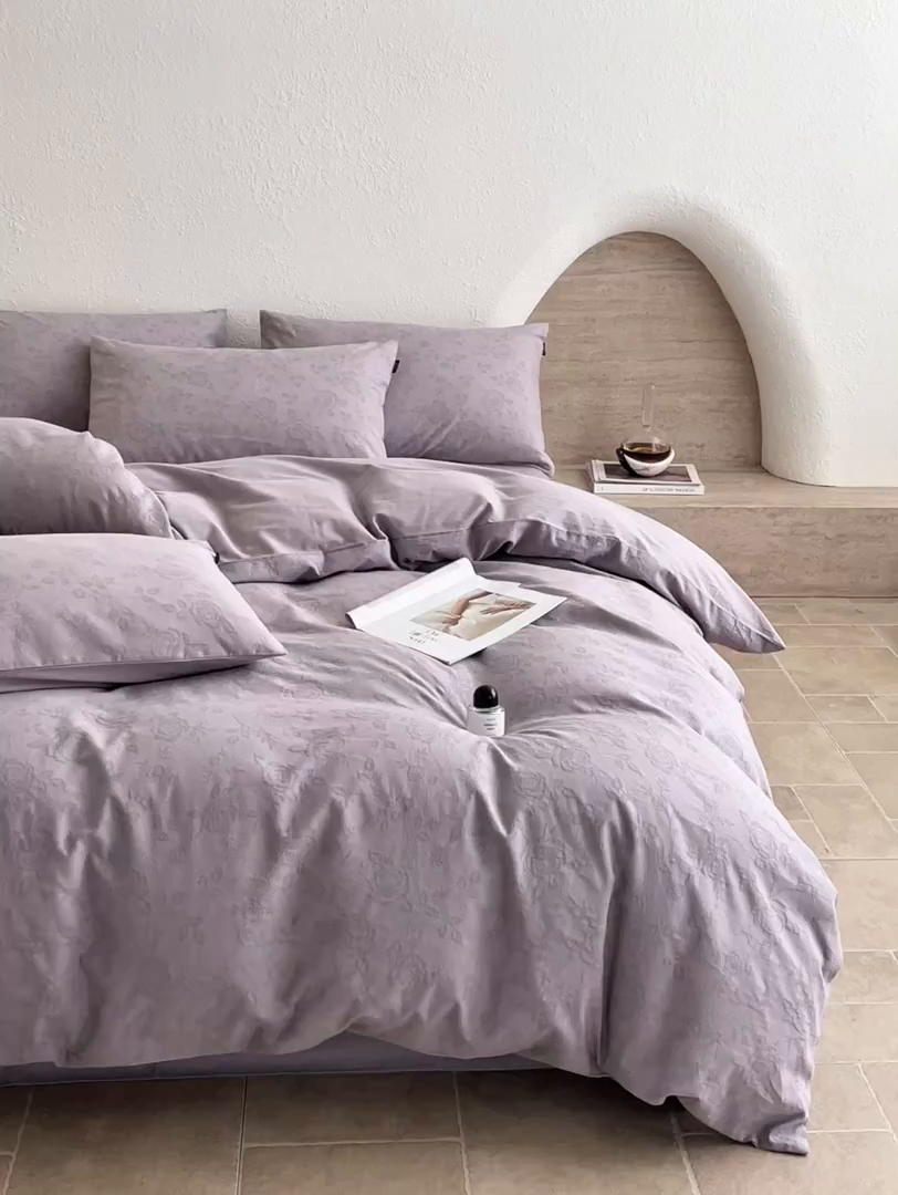 91家纺网 家纺一手货源 找家纺 宜代光年 2025新款色织水洗棉提花四件套（第二批） 陌上花开-紫