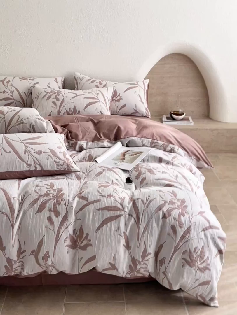 91家纺网 家纺一手货源 找家纺 宜代光年 2025新款色织水洗棉提花四件套（第二批） 林逾静-橘