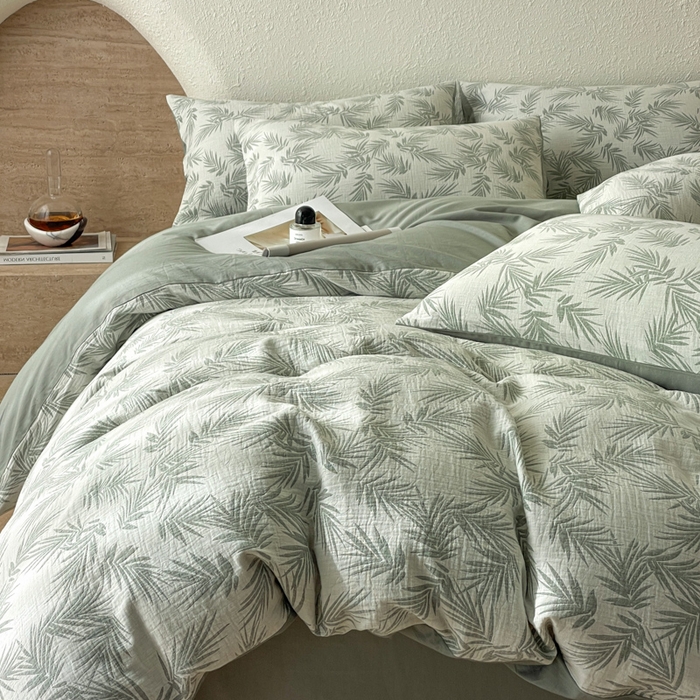 91家纺网 家纺一手货源 找家纺 宜代光年 2025新款色织水洗棉提花四件套（第二批） 居有竹