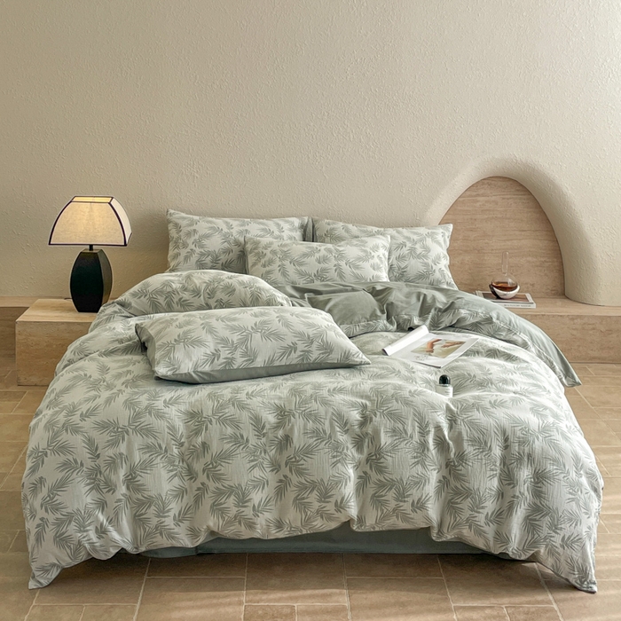 91家纺网 家纺一手货源 找家纺 宜代光年 2025新款色织水洗棉提花四件套（第二批） 居有竹